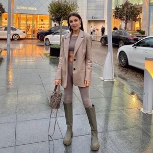 Zara low heeled rubberized boots